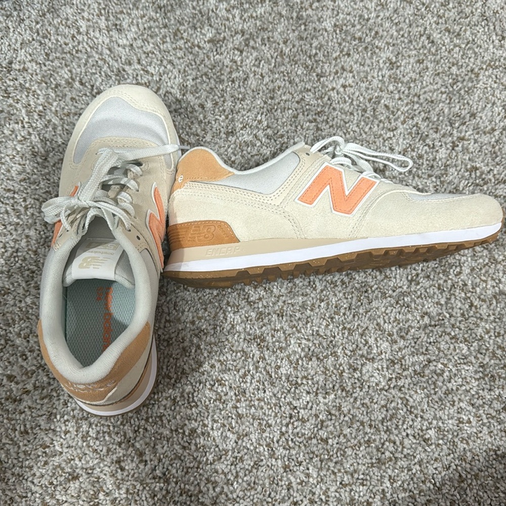 New Balance Brand New 574, peach and beige color, size 9